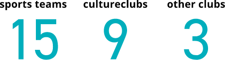 sports teams 15, cultureclubs 9, other clubs 3